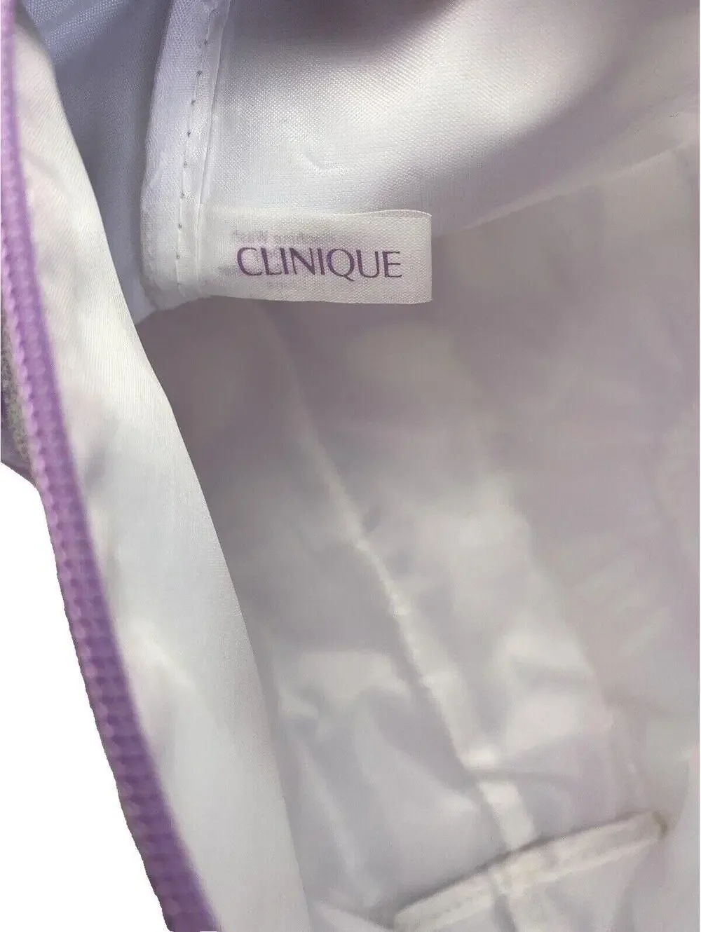 Clinique Purple & White Makeup Bag Cosmetic Travel Organizer Pouch New